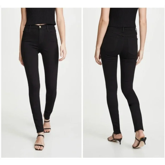 FRAME Forever Karlie Tall Skinny Jean 25 0 Black 35" Inseam Long - Picture 3 of 9